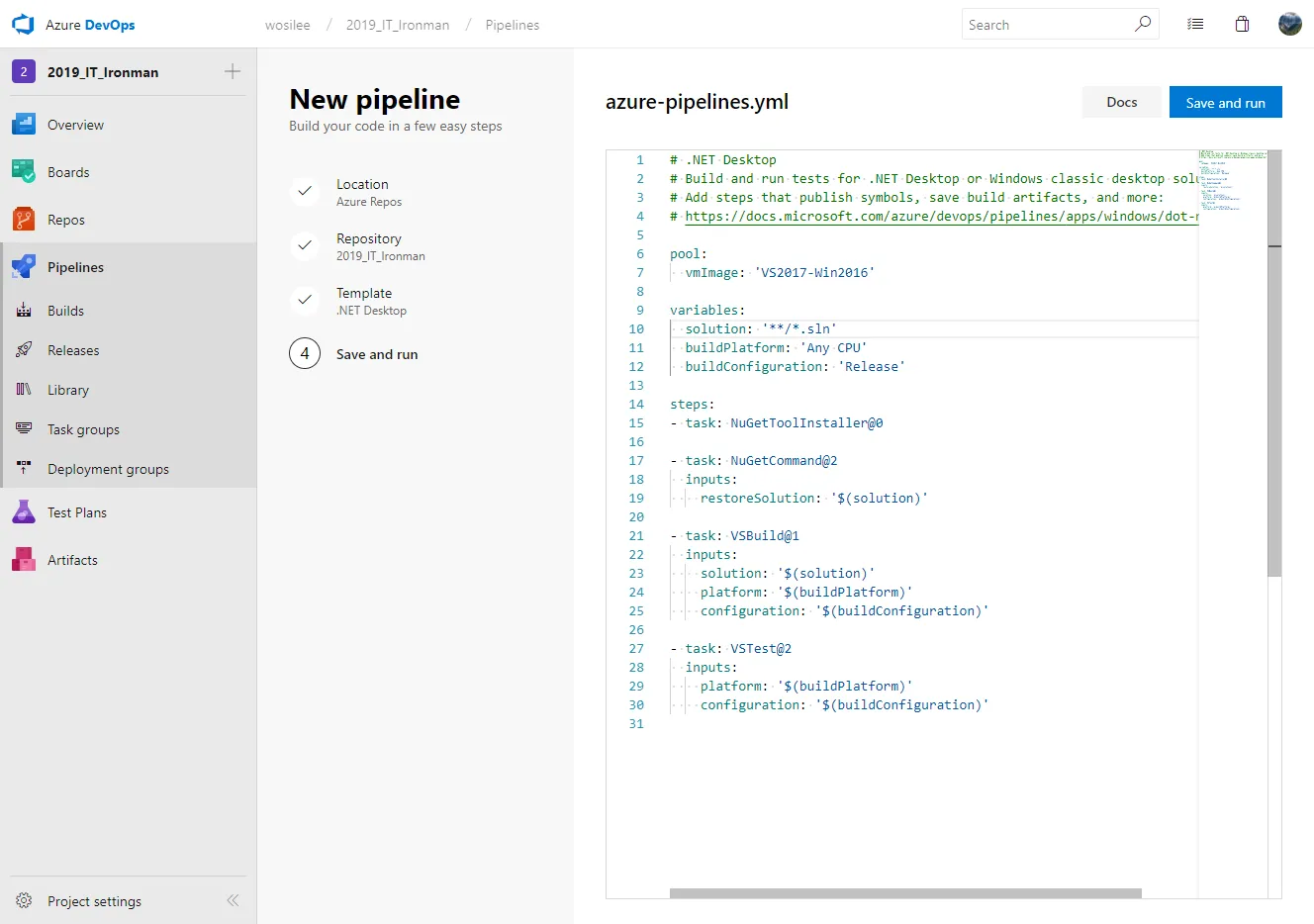 Azure Pipeline 使用的 YAML 檔