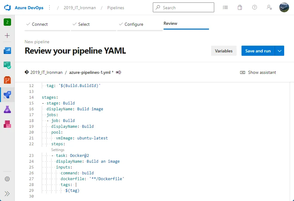 自動產出的 azure-pipeline.yml 檔