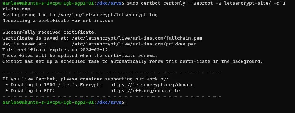 certbot certonly --webroot