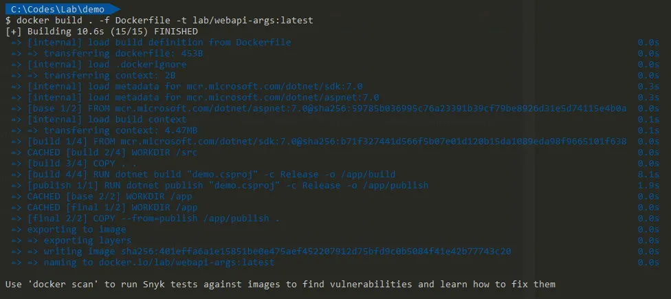 Multi-Stage 建置 Image 的訊息