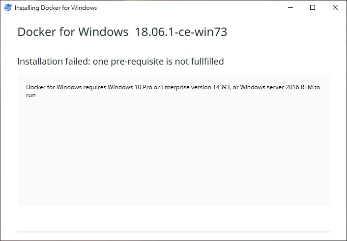 無法安裝 Docker for windows