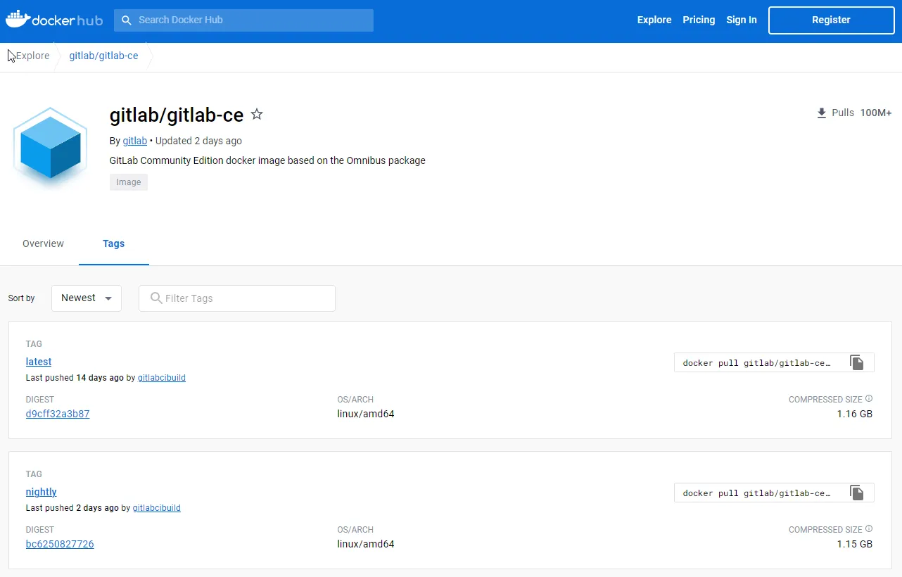Gitlab on Docker Hub