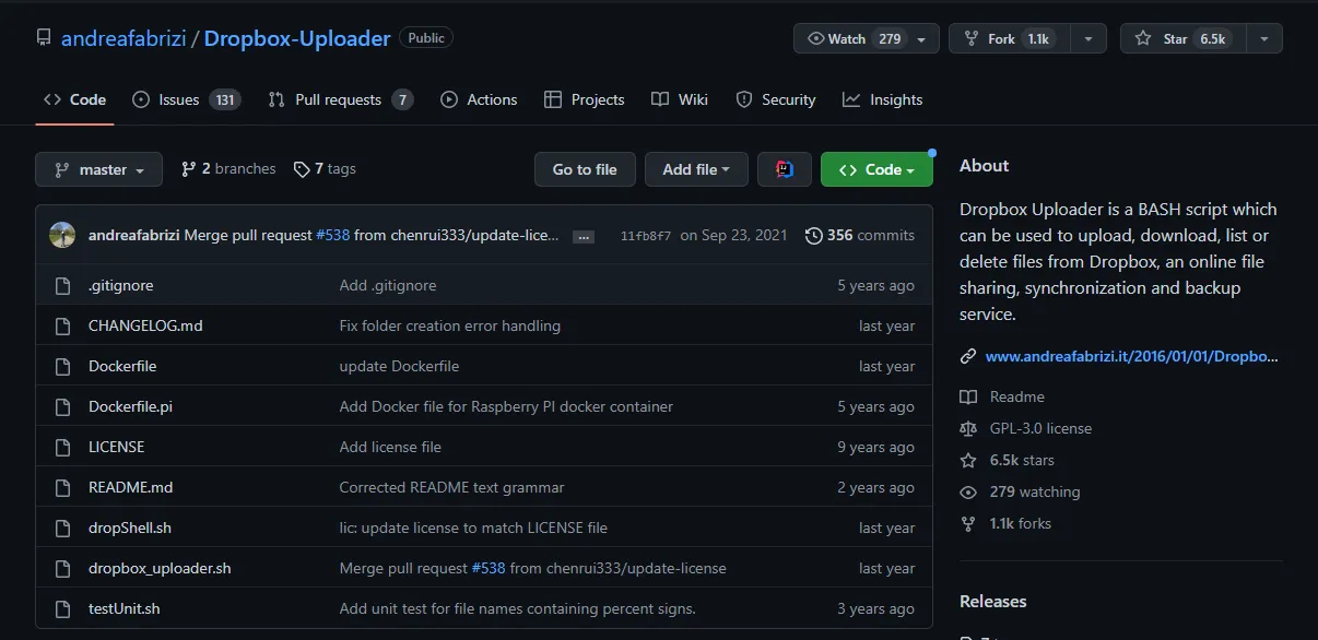 Dropbox-Uploader by andreafabrizi GitHub