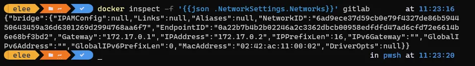 network setting of gitlab container
