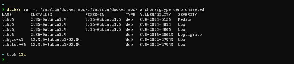使用 grype 掃描 vulnerability 結果