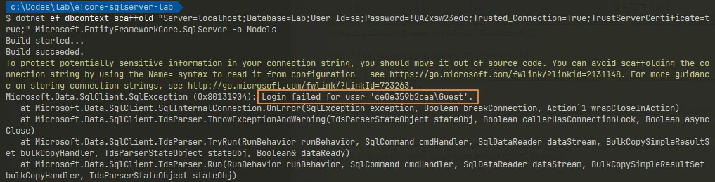 Login failed for user
